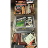 2 boxes of children's books and annuals together with a suitcase of children's books.