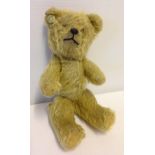 Vintage Chad Valley small blond mohair teddy bear c.1930's with button.