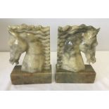 A pair of Italian Onyx horse's head bookends.