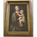 A vintage gilt framed print of Madonna and child.