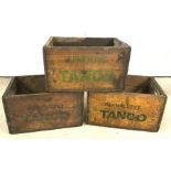 3 vintage wooden sparkling Tango advertising crates.