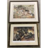 2 limited edition animal prints depicting German Shepherd dogs and foxes.