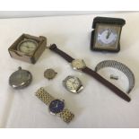 A quantity of timepieces comprising travel clock, wrist watches and pocket watches.