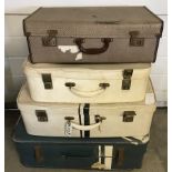 4 vintage suitcases to include examples of Crown luggage.