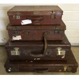 4 vintage suitcases to include sample case.