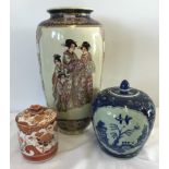 3 ceramic oriental items.