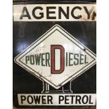 A large vintage enamelled sign for Agency Diesel.