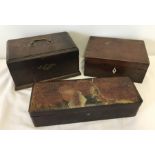 3 vintage wooden boxes.