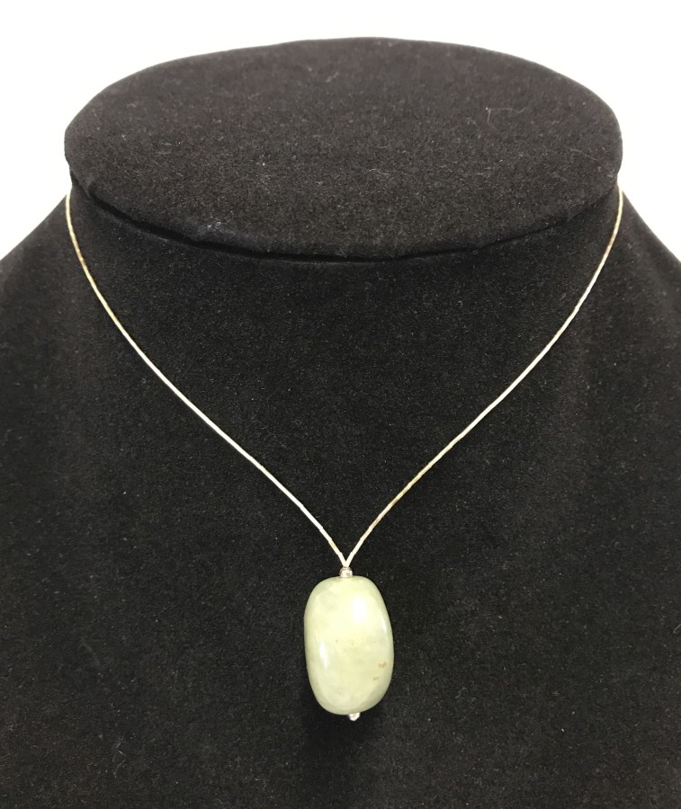 An apple jade drop pendant necklace with 925 silver clasp.