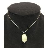 An apple jade drop pendant necklace with 925 silver clasp.