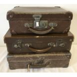 3 vintage small / children's suitcases.