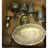 Box of silver, silver plate & pewter.
