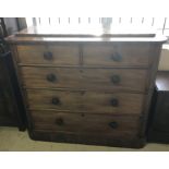 A Victorian 2 over 3 chest of drawers with curved front corners.