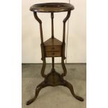 A 19th century style mahogany wig stand with single drawer.