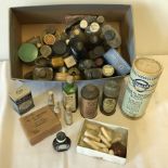 A box of vintage medicaments. To Include Mackenzie smelling salts & Puretest boric acid crystals.