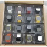 A box of 64 new 1: Face digital touch screen watches. Individually boxed.