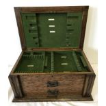 A vintage Oak cutlery box with 2 drawers and lift up lid.