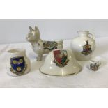 5 pieces of crested ware china.