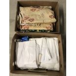 2 boxes of linen, lace & curtains.