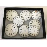 8 Vintage enamelled pocket watch faces.