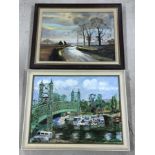 2 framed oils on board by W.G Rikard and J.E. Holiday.