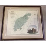 A large framed and glazed print of a map of Northampton.