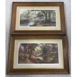 A pair of vintage oak framed and glazed woodland wildlife prints by Douglas Graham.