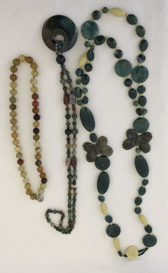 3 natural stone necklaces.