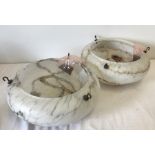 A pair of vintage mottled glass flycatcher ceiling lights