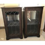 2 Old Charm style leaded glass Hi-Fi units on castors.