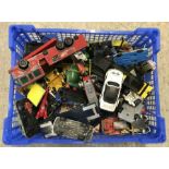 A blue tray of mixed play worn diecast.