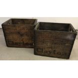 2 vintage wooden Clayton advertising crates.