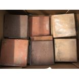 A box of 50+ vintage floor tiles in 3 patterns.