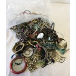 A bag of costume jewellery.