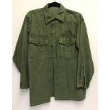 US Army green herringbone twill utility shirt jacket.