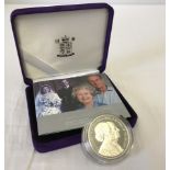 A cased 2007 Royal Diamond Wedding silver piedfort proof £5 crown.