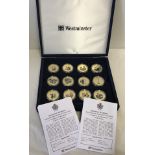 A cased set of 24 Queen Elizabeth & Prince Philip Diamond Wedding photographic commemorative coins.