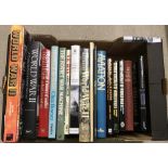 A box of large hard back books relating to WW2.