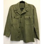 WWII US Army green herringbone twill heavy duty field shirt