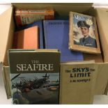 A box of vintage military and airforce books.