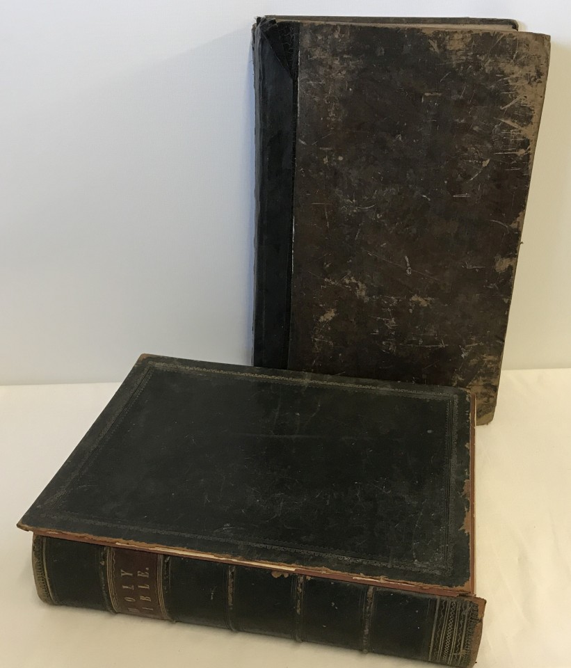 2 large antique family bibles.