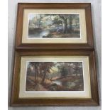 A pair of vintage oak framed and glazed woodland wildlife prints by Douglas Graham.