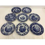 13 limited edition Wedgwood Queen's Ware Blue & White Collection plates.