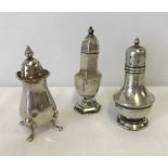 3 hallmarked silver pepperettes.