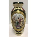 A Vienna porcelain vase with hand painted classical panel.