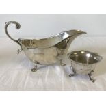 A 3 footed hallmarked silver sauce boat a/f.