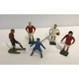 A small quantity of vintage lead football figures to include 3 examples made by prisoners.