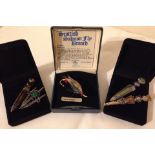 4 Scottish brooches / shawl pins set with agate stones.