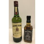 A 70 cl bottle of Jameson triple distilled Irish whisky together with a 35cl bottle of Jack Daniels.