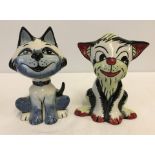 2 ceramic cat figurines by Lorna Bailey.